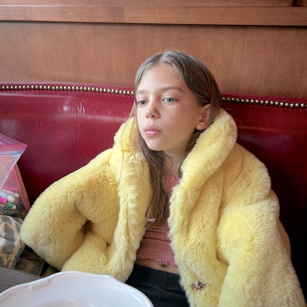 Lola + the Boys Little Miss Sunshine Yellow Faux Fur Girls Jacket